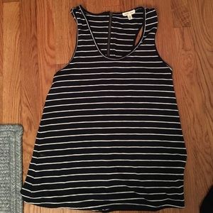 Navy blue striped tank top with zipper back