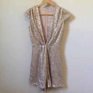 Tobi Rose Gold Sequin Romper