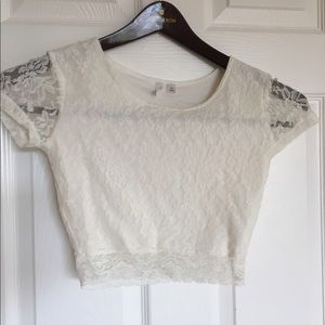 white lace crop top
