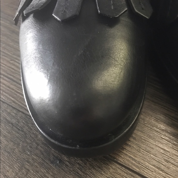 Prada Black Leather Fringe Buckle Boots Sz 37 - Picture 6 of 8