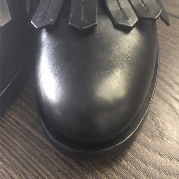 Prada Black Leather Fringe Buckle Boots Sz 37 - Picture 7 of 8