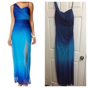 Glitter Blue Ombre Dress with Slit