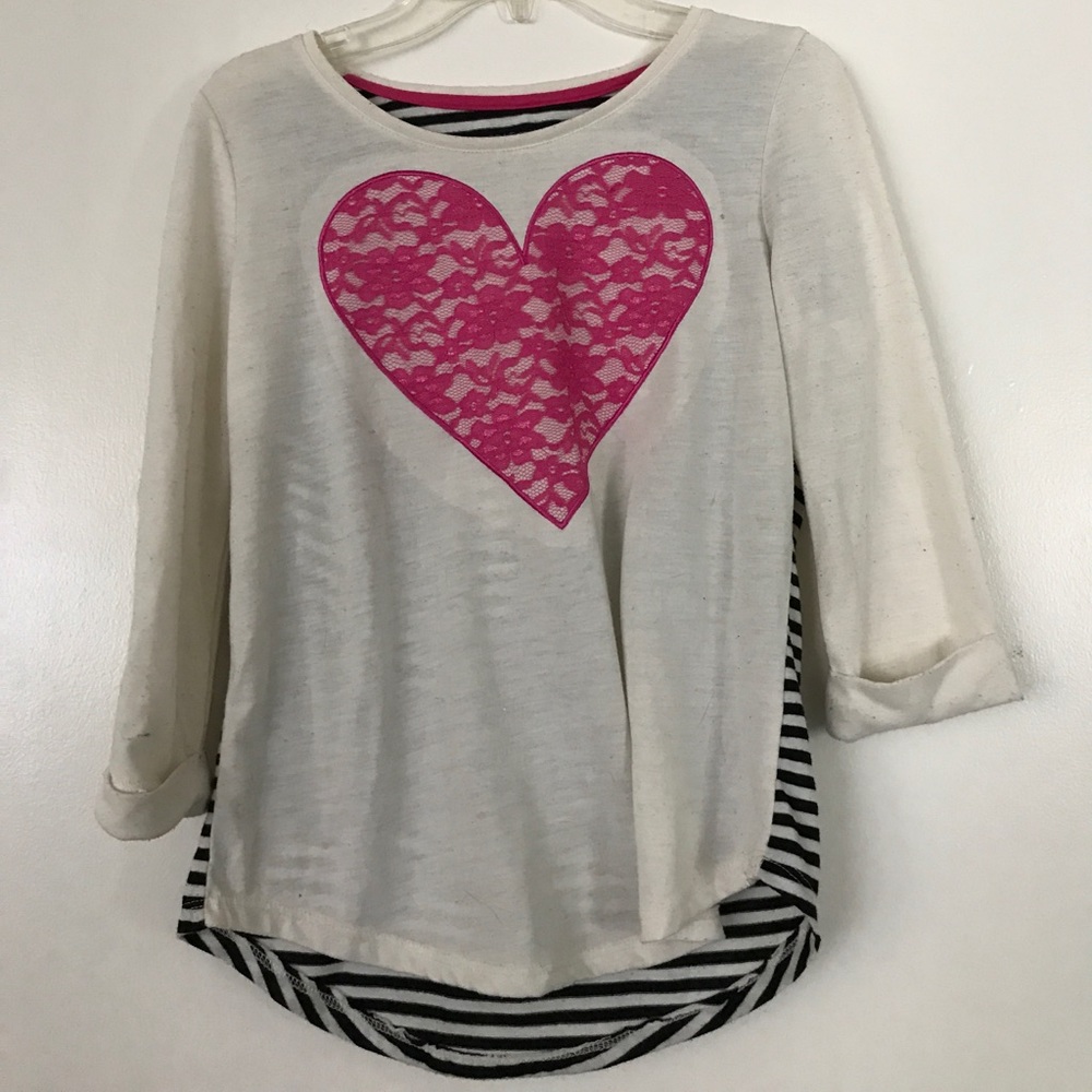Girls white heart tee