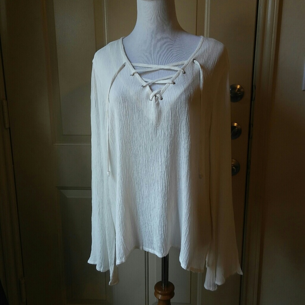 Lightweight Lace Up Blouse by RD Style