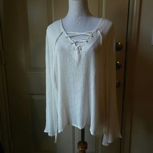 Lightweight Lace Up Blouse by RD Style