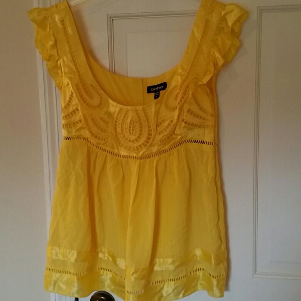Bebe yellow silk summer top