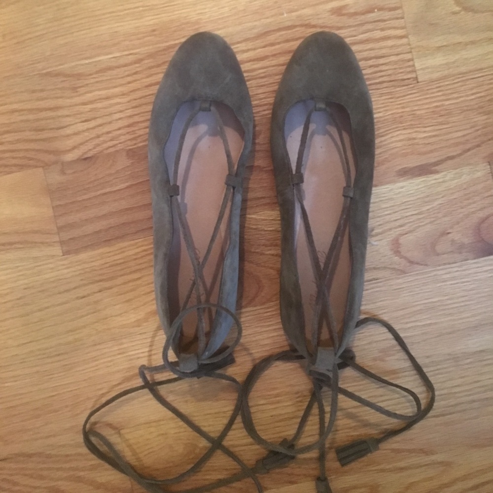 Madewell Forest Green Laceup Flats
