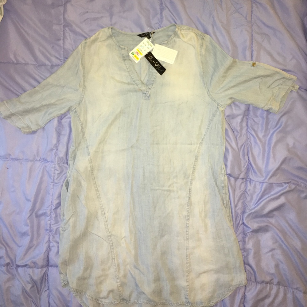 Denim tencil light jean dress pockets