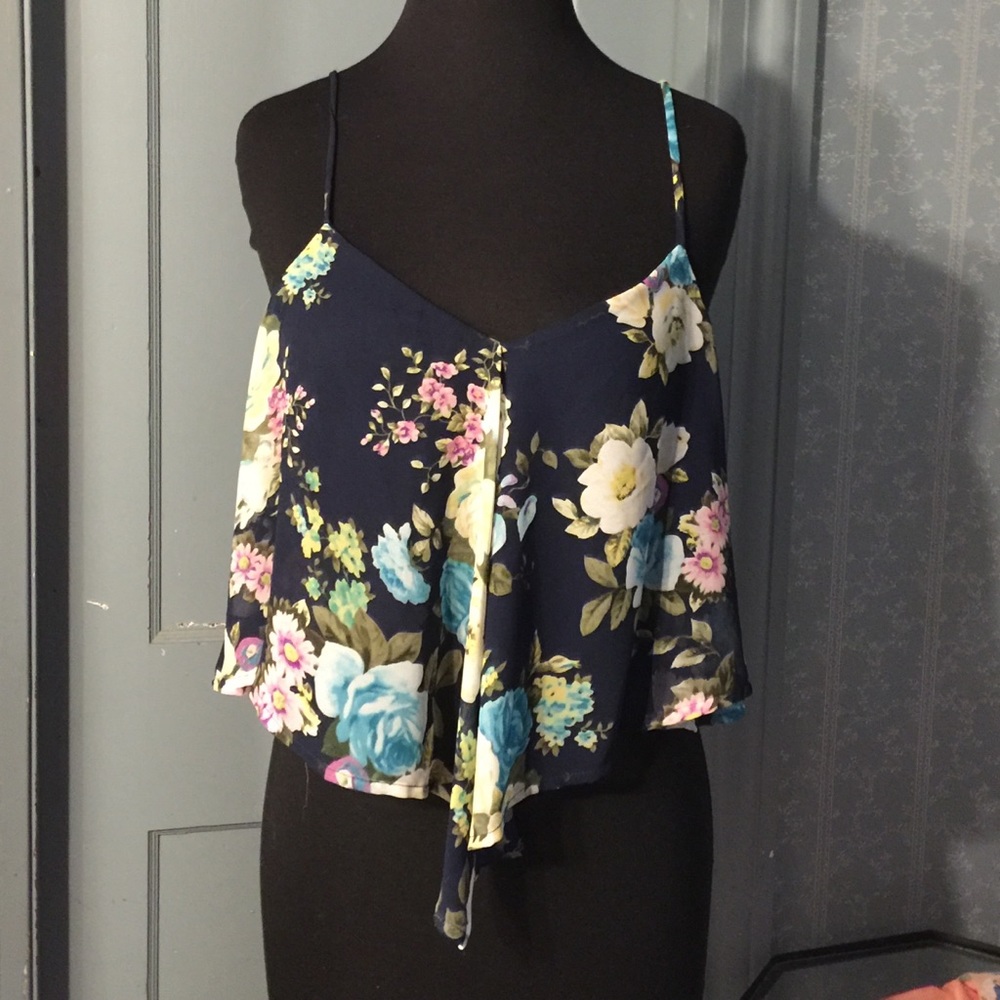 Floral spaghetti strap crop top