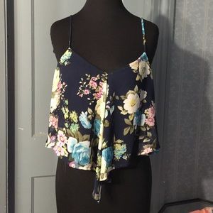 Floral spaghetti strap crop top