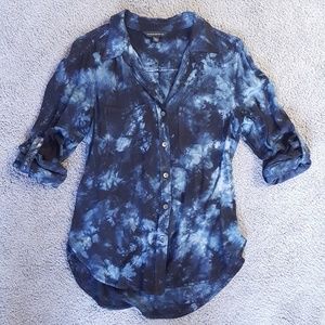 Black and Blue Tie Dye Button Up