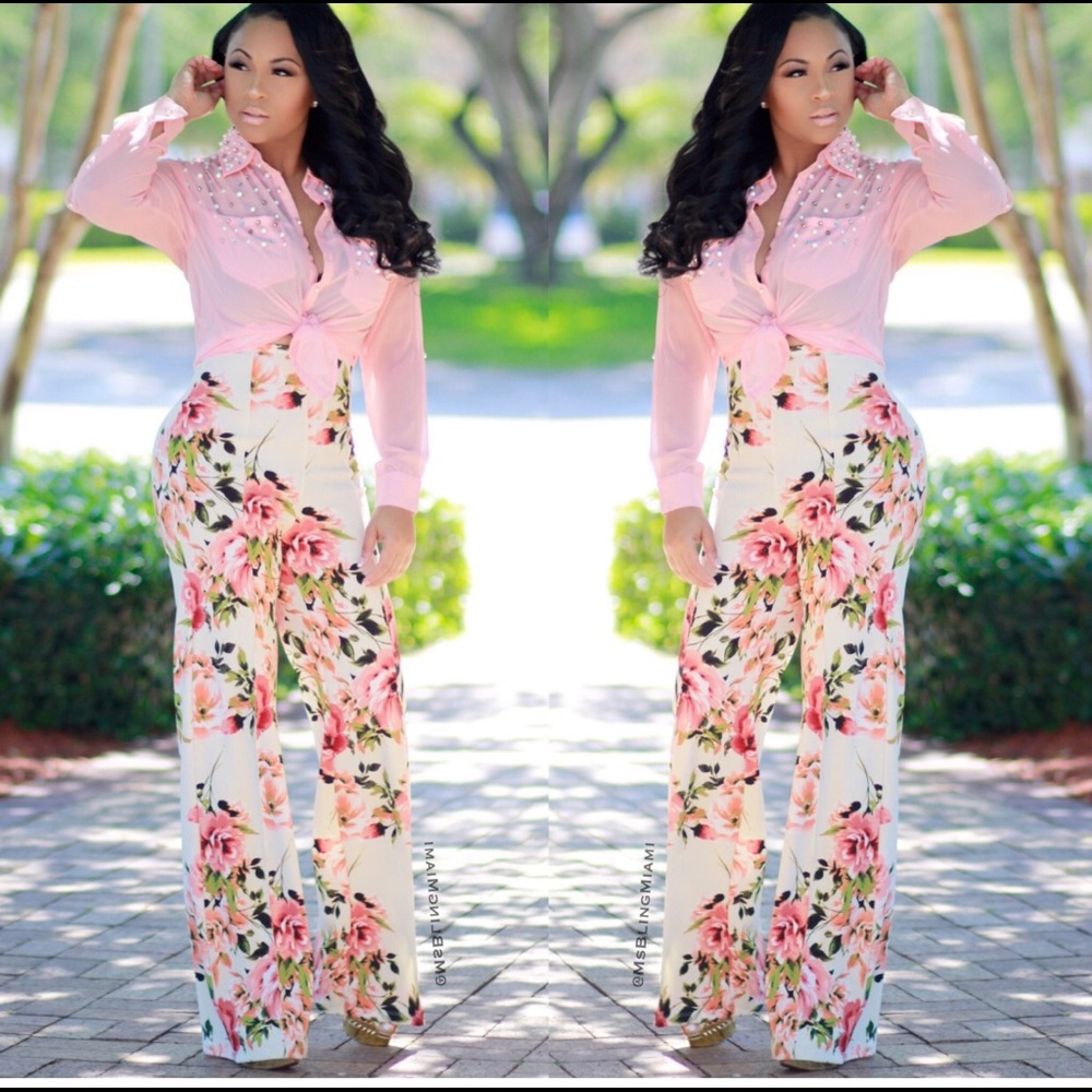 High waisted floral pants