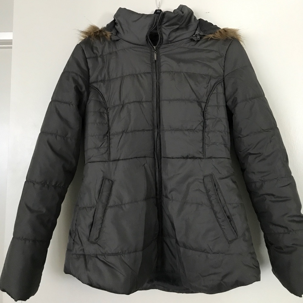 Gray rain coat