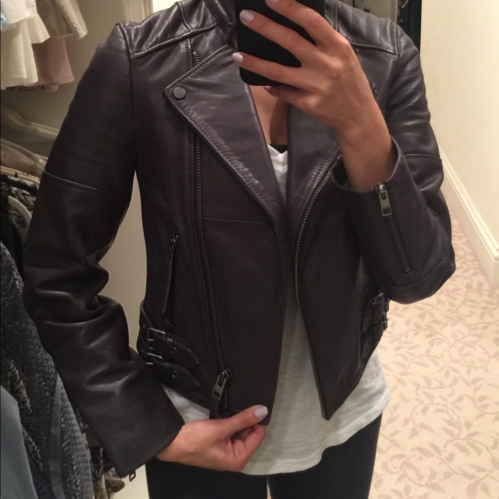 ALLSAINTS dark gray leather jacket