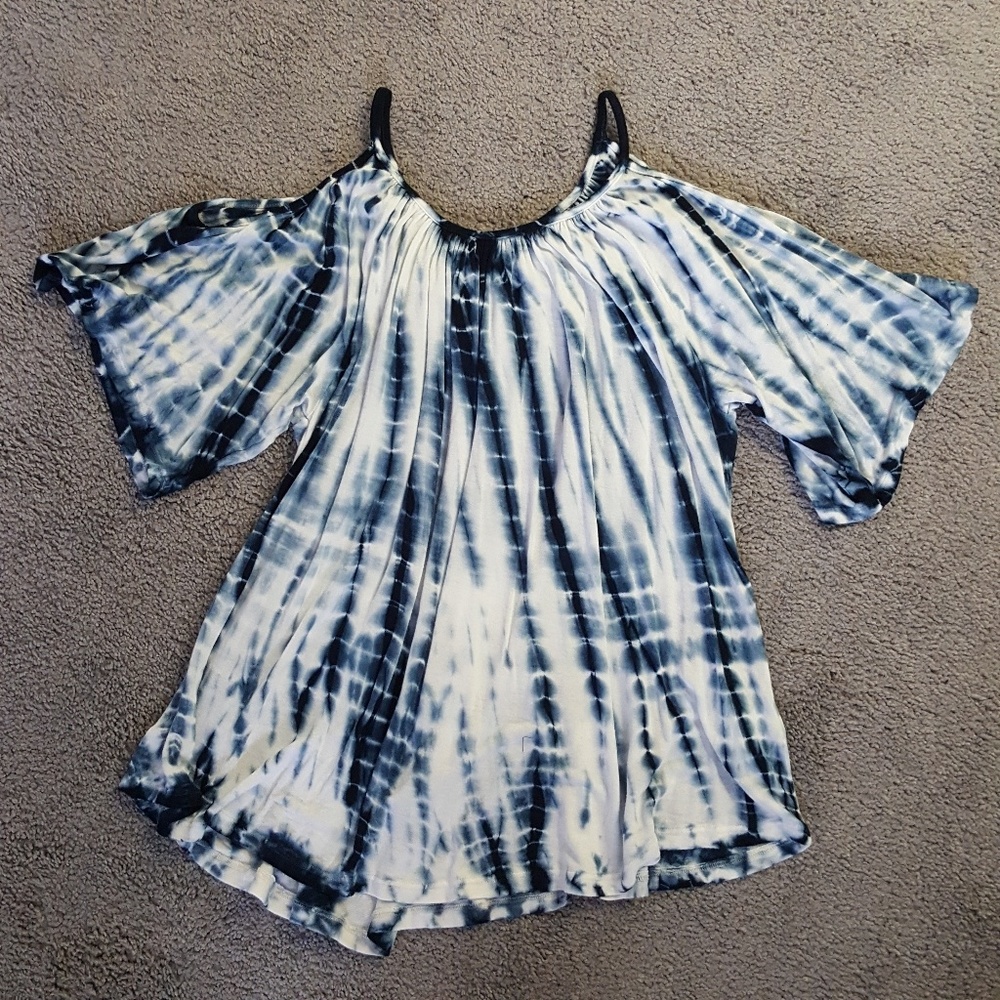 Knox Rose Cold Shoulder Tie Dye Blouse