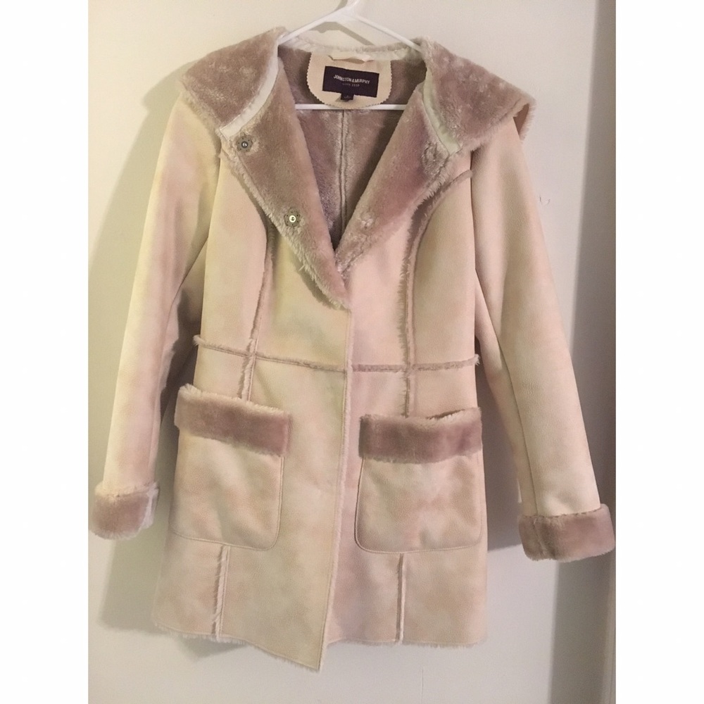 Johnston and Murphy Faux Shearling hooded coat. SM