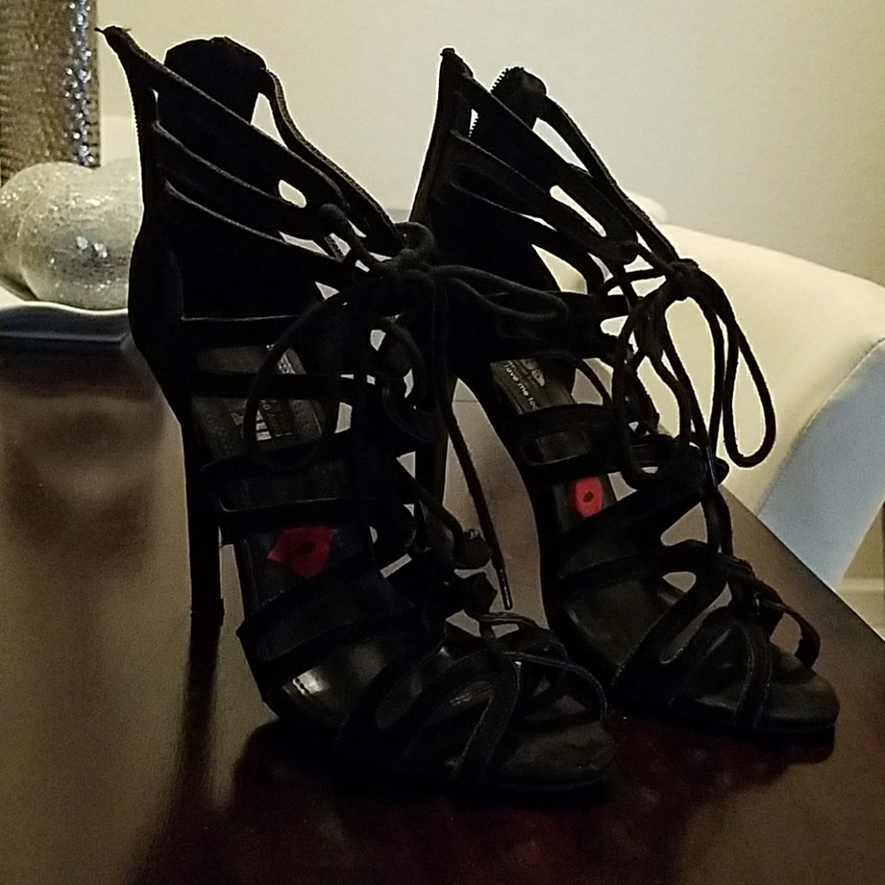 Beautiful black lace-up heel.