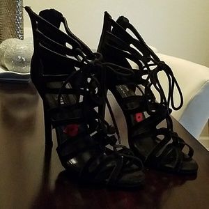 Beautiful black lace-up heel.