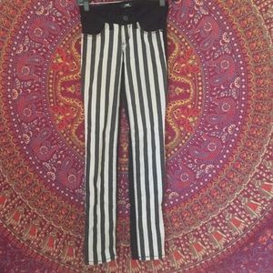 Black and white striped skinny jeans
