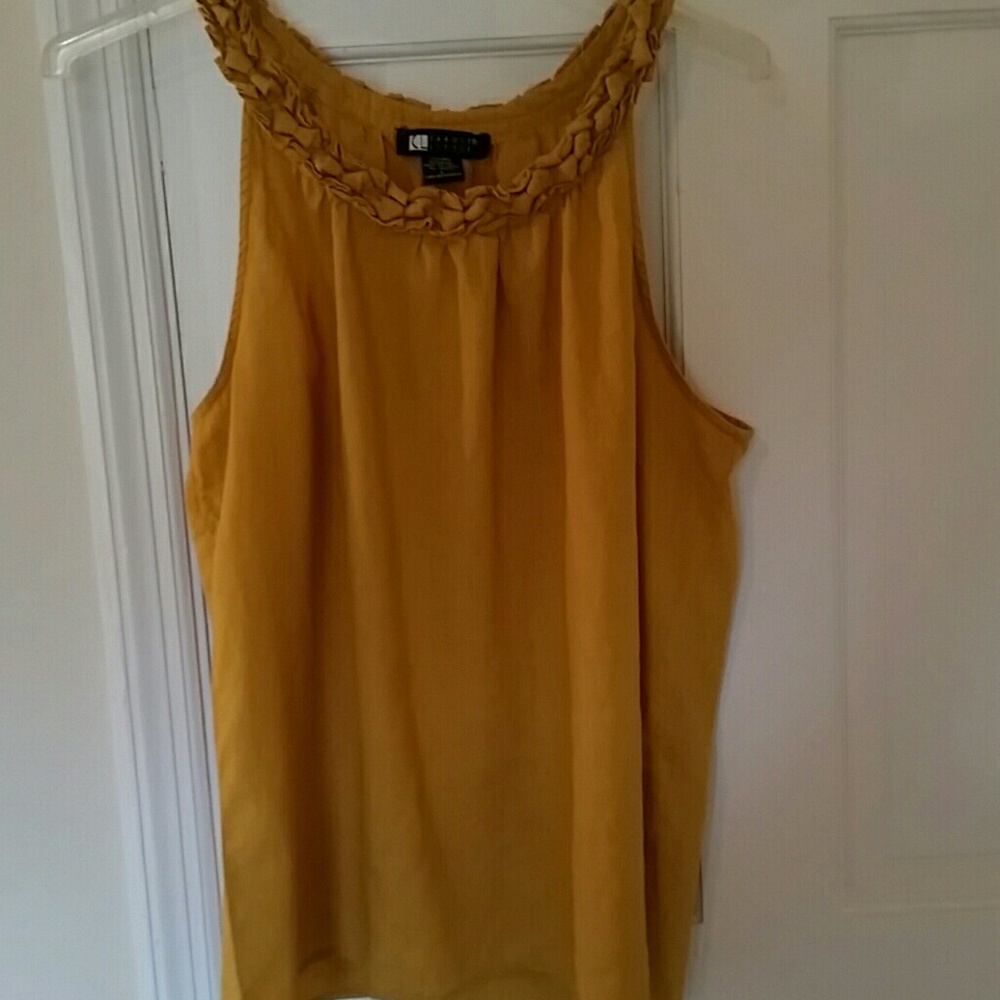 Carole Little mustard yellow linen top