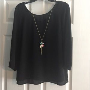 Black ruffled back top