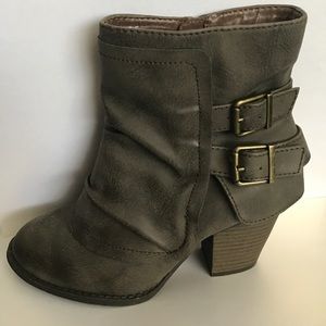 Taupe Faux Leather Ankle Boots