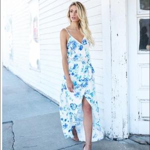 WHITE AND BLUE MAXI DRESS