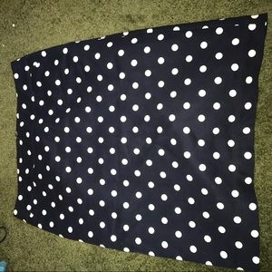 Navy blue polka dot pencil skirt
