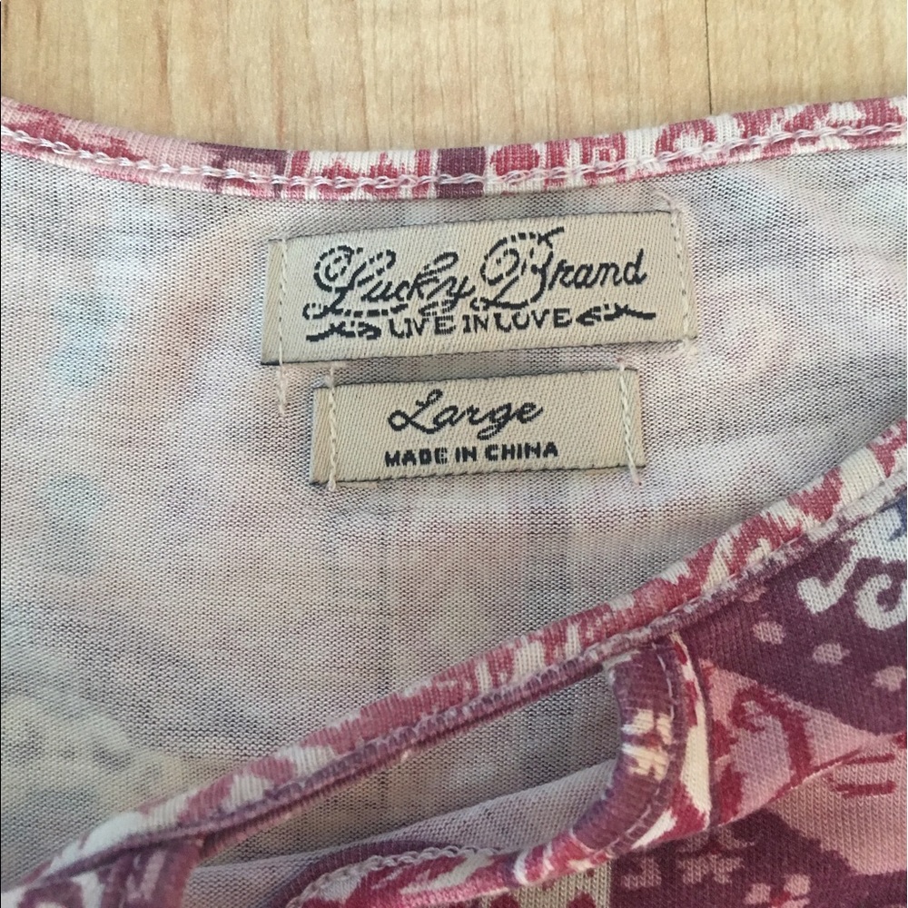 Lucky Brand  Purple Pink Floral Top Shirt Tunic - Picture 4 of 8