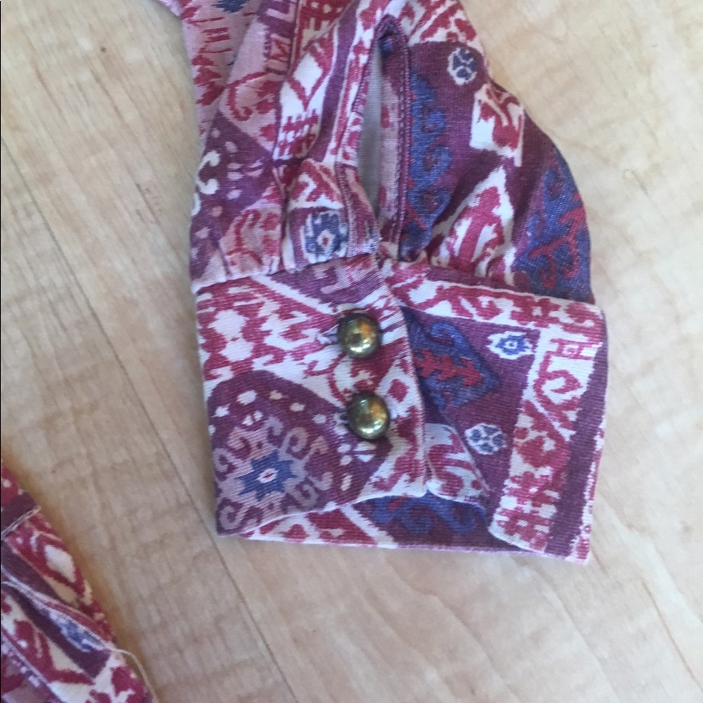 Lucky Brand  Purple Pink Floral Top Shirt Tunic - Picture 5 of 8