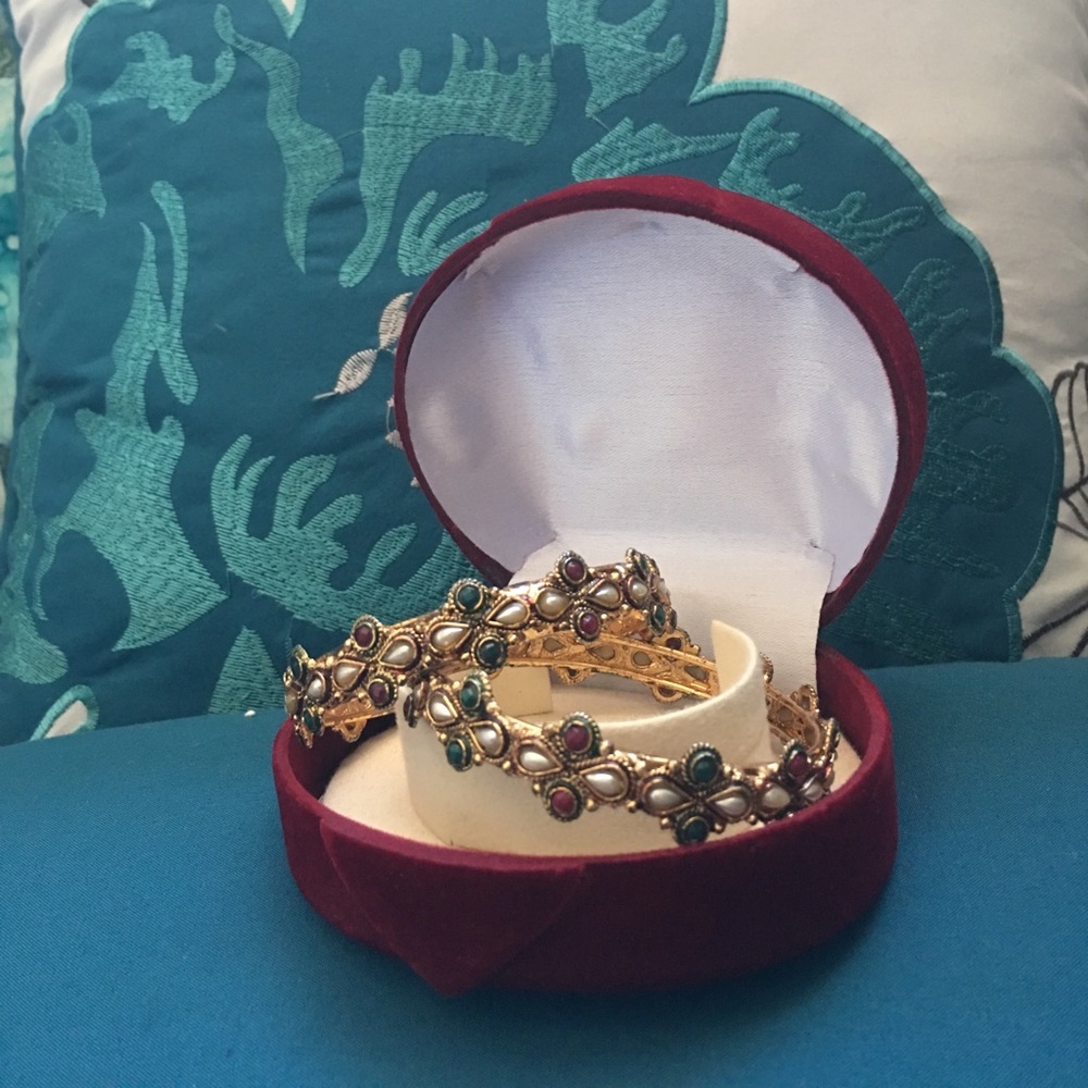 Indian style gold plated, bead embedded bracelet
