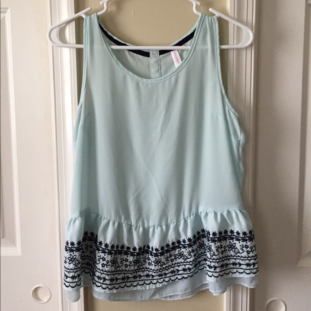 Mint Embroidered Peplum Top