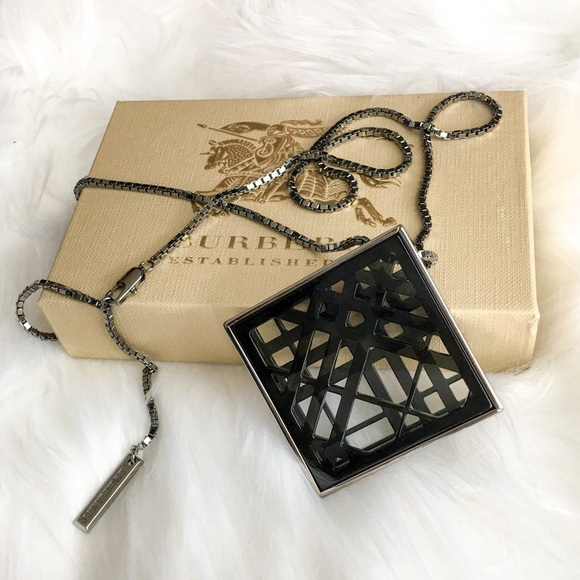 Burberry Large Nova Check Black Gunmetal Necklace - Picture 3 of 7
