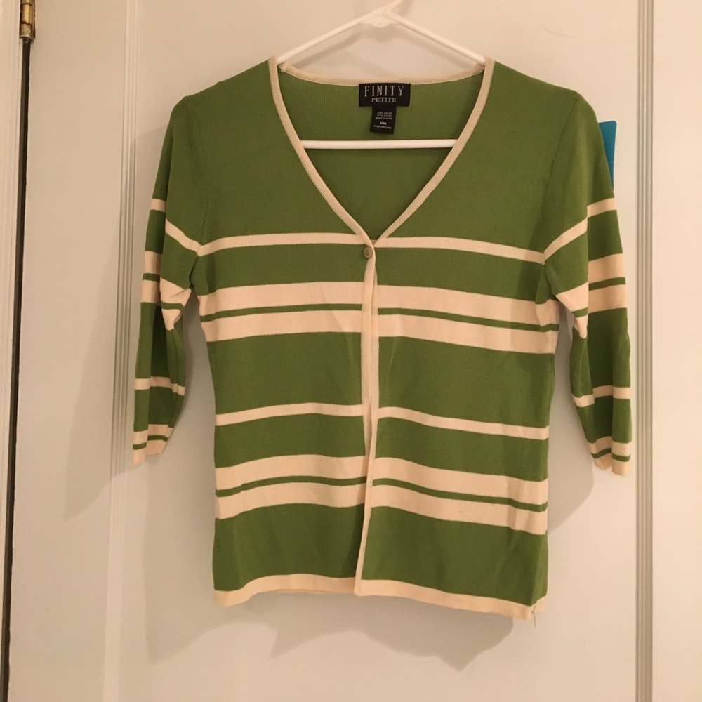 Green and cream sweater