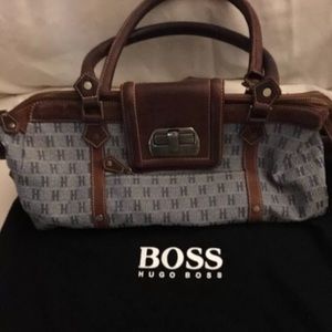 Hugo boss handbag brown and blue leather