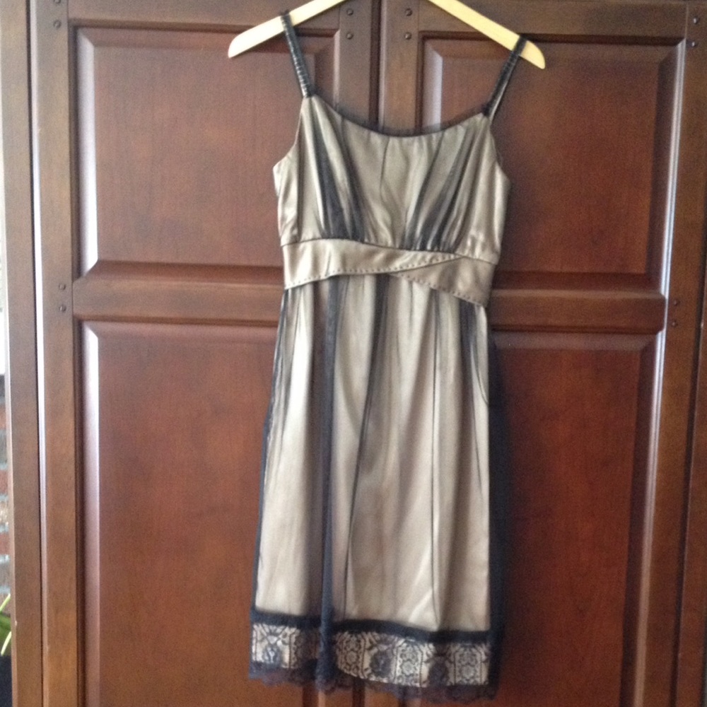 Gold and Black Empire Waist Lace Dress