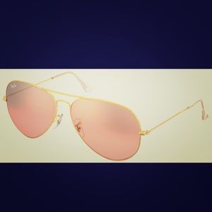 Pink lens gold rim Raybans