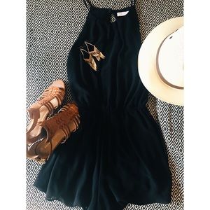 Lush black square neck romper-medium