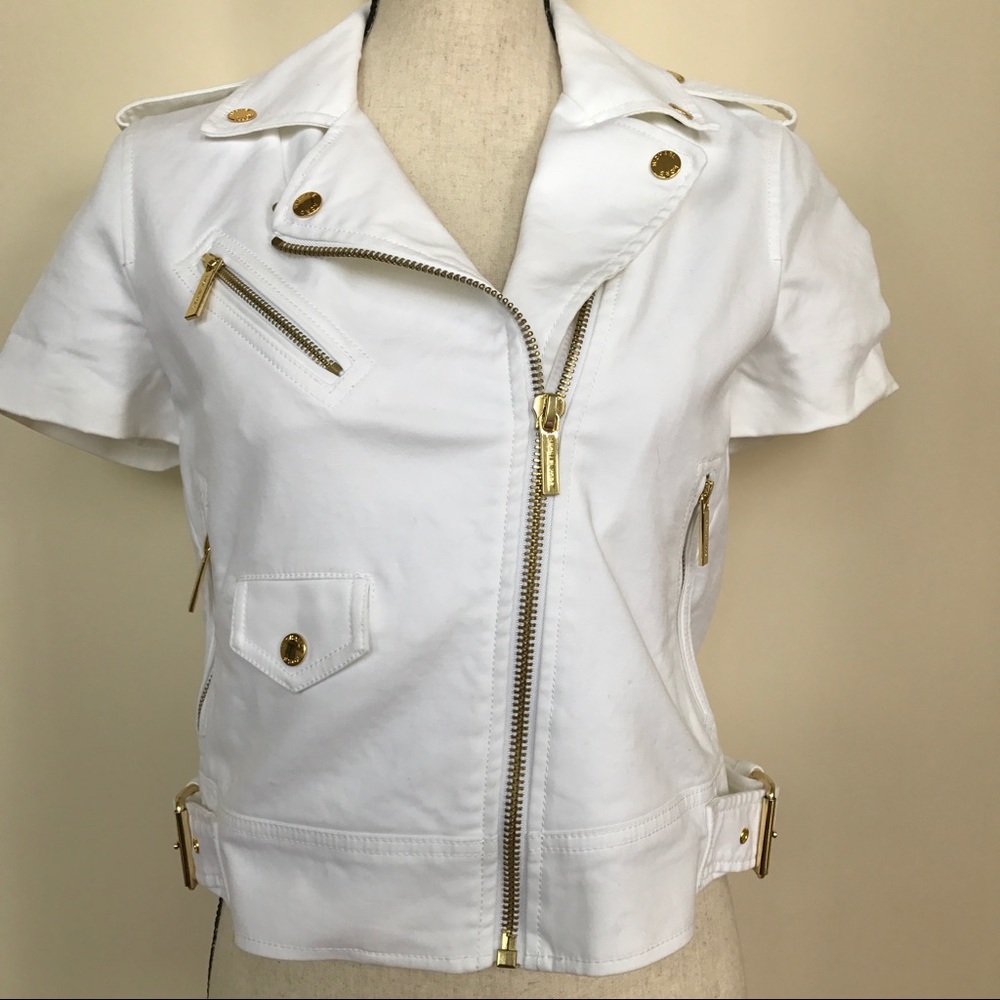 MKTGZW Michael KORS Top Gold Zippers White