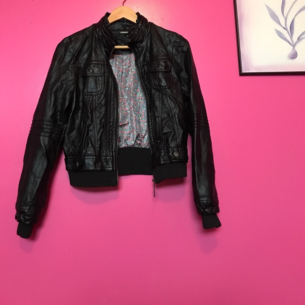 Faux Black Leather Jacket (DONATED)