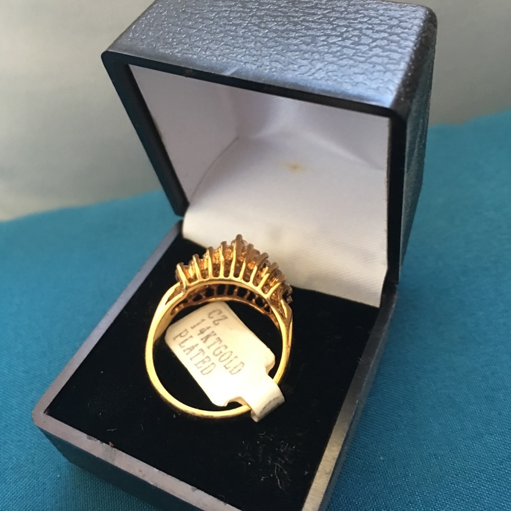 14K gold plated 3 row czt Ring💍