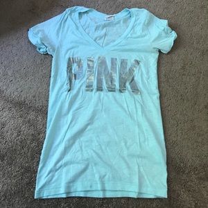 Victoria secret pink v neck blue t-shirt