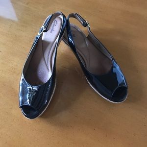 Clarks - Artisan Black Peep - Toe Slingback's