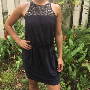 Navy Blue jeweled neckline dress size M, Piperlime