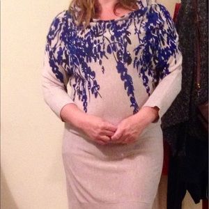 INC International Concepts Blue&Gray Sweater Dress