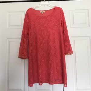 coral lace dress