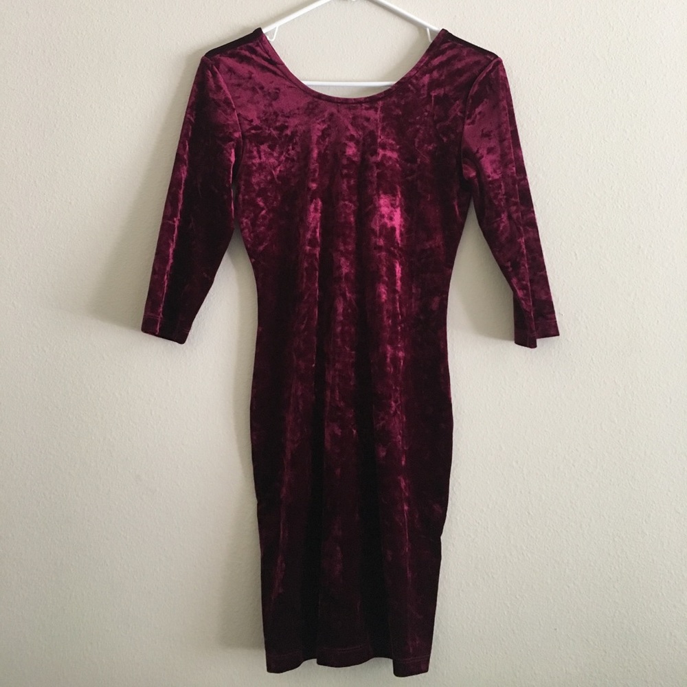 Forever 21 deep red crushed velvet mini dress