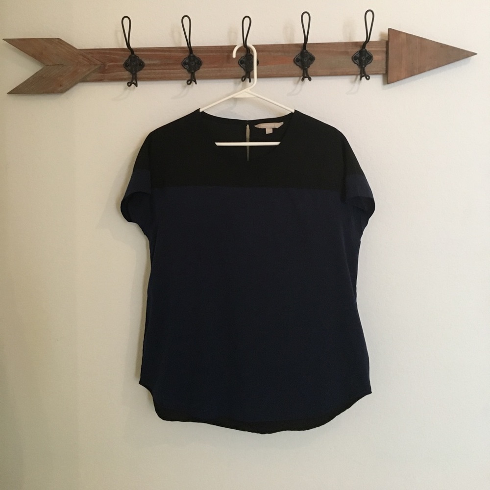 Black and Navy Blue color block shirt