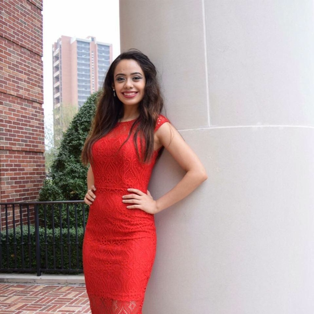 Red lace dress