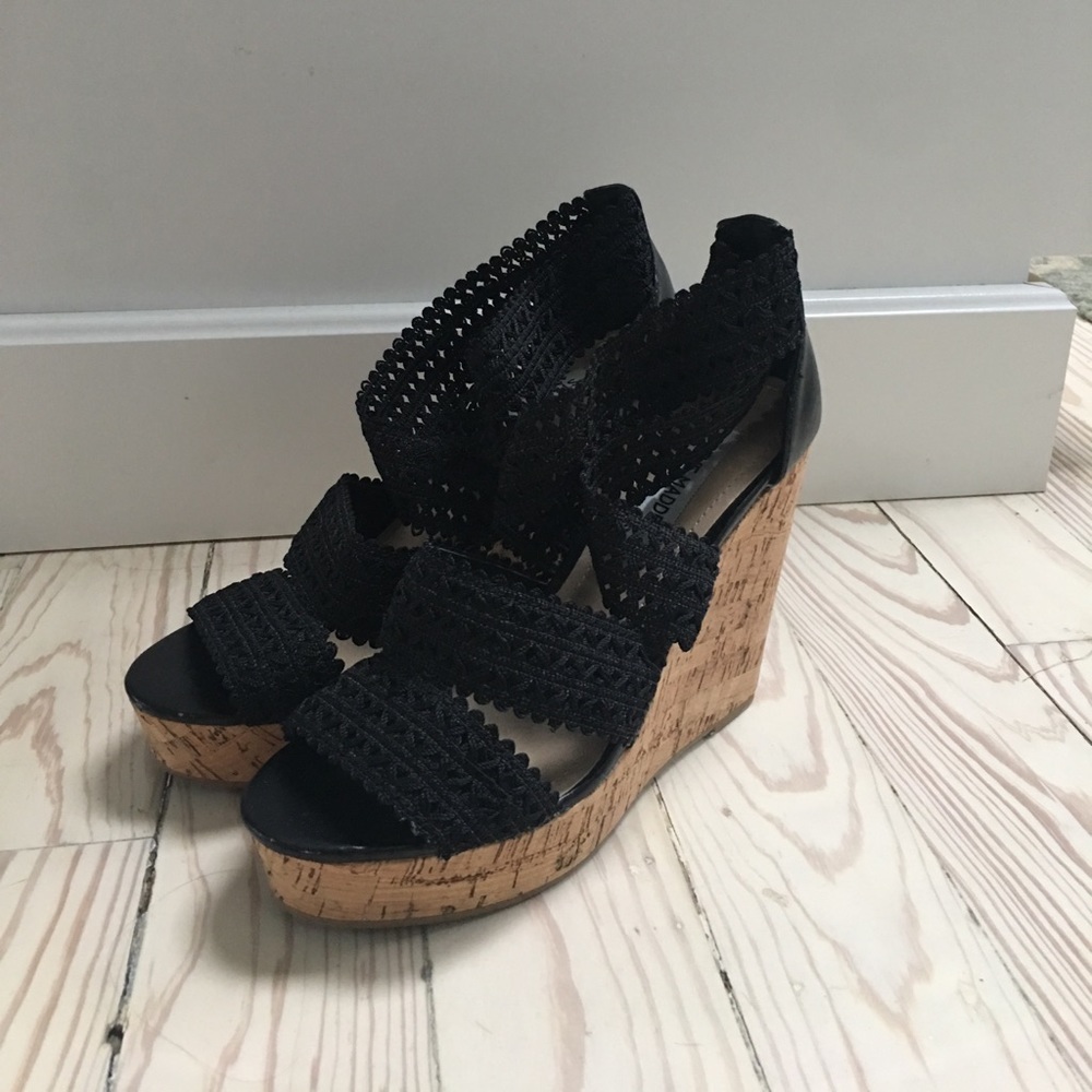 Steve Madden black wedges  size 7.5
